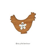 Bouton poule en bois fabrication française alsace au p'tit bonheur broderie patchwork