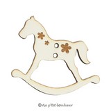 Bouton cheval à bascule en bois fabrication française alsace au p'tit bonheur broderie patchwork