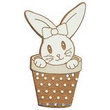 Bouton décoratif en bois pour broderie lapin dans pot