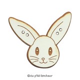 Bouton décoratif en bois pour broderie lapin