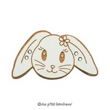 Bouton décoratif en bois pour broderie lapin