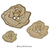 Bouton bois déco frabrication française rose fleur 