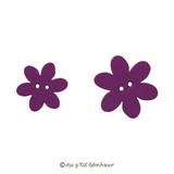 Bouton fleur violette en bois fabrication française alsace au p'tit bonheur broderie patchwork