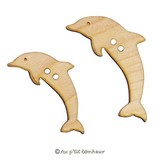 Bouton dauphin en bois fabrication française alsace au p'tit bonheur broderie patchwork