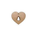 Bouton bois  coeur sapin