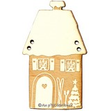 Bouton bois maison neige noel