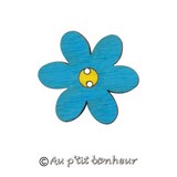 bouton bois fleur bleu turquoise