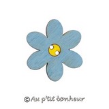 bouton bois fleur bleu layette
