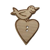 Bouton bois déco frabrication française coeur oiseau