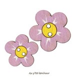 bouton bois peint main fleur au p'tit bonheur