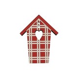 Bouton bois déco frabrication française cabane rouge rayures blanches