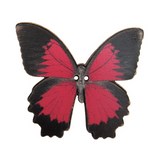 bouton bois papillon rouge fabrication artisanale française Au p'tit Bonheur broderie patchwork point de croix