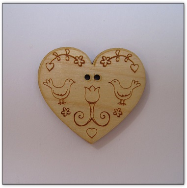 Bouton bois Au P'tit Bonheur broderie patchwork point de croix fabrication française Alsace
