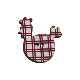 bouton bois poule blanche rayures rouges  fabrication artisanale française Au p'tit Bonheur broderie patchwork point de croix