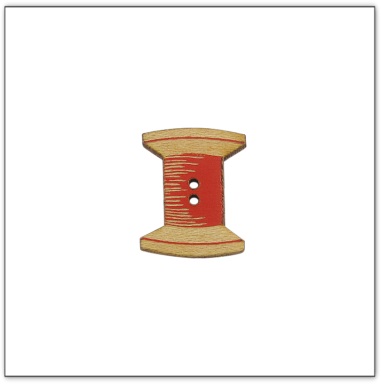 Bouton bois  bobine rouge fabrication artisanale française Au p'tit Bonheur broderie patchwork