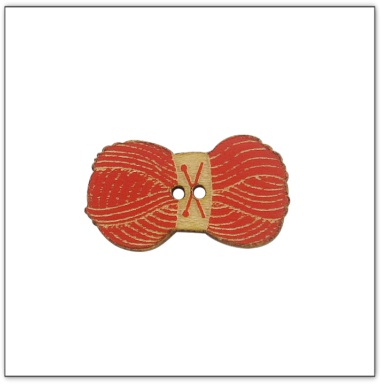 Bouton bois pelote de laine rouge fabrication artisanale française Au p'tit Bonheur broderie patchwork