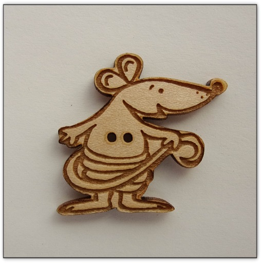 Bouton bois Au p'tit Bonheur souris Cathy Kilian