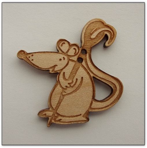Bouton bois Au p'tit Bonheur souris aiguille Cathy Kilian