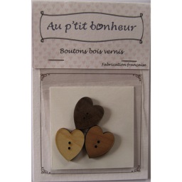 bouton bois coeur fabrication artisanale française Au p'tit Bonheur broderie patchwork point de croix