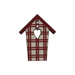 bouton bois cabane blanche carreaux rouges fabrication artisanale française Au p'tit Bonheur broderie patchwork point de croix