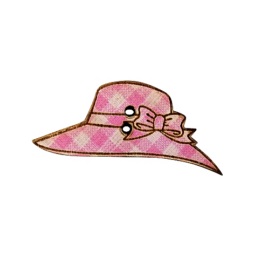 bouton bois chapeau plage vichy rose fabrication artisanale française Au p'tit Bonheur broderie patchwork point de croix