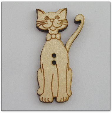 Bouton bois  Au p'tit Bonheur Monsieur Chat