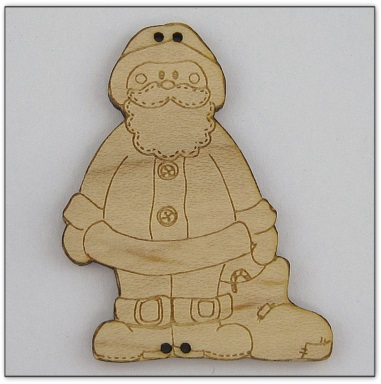 Bouton bois  Au p'tit Bonheur papa Noël père Noël