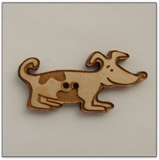 Bouton bois Au p'tit Bonheur chien Cathy Kilian