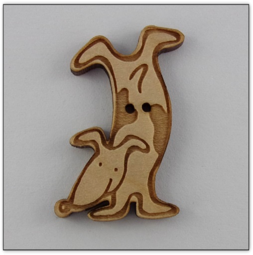 Bouton bois Au p'tit Bonheur chien pirouette Cathy Kilian