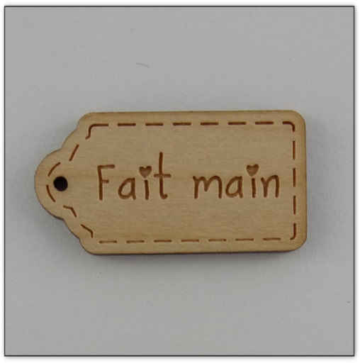 Bouton bois Au p'tit Bonheur étiquette fait main