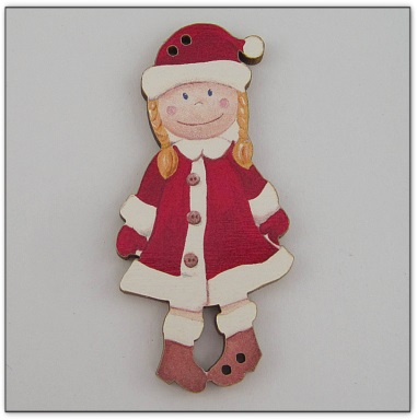 Bouton bois petite fille de Noël Au p'tit Bonheur 