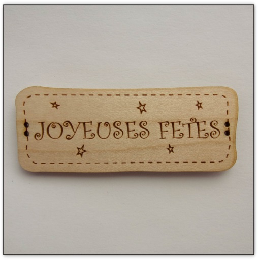 Bouton bois Au p'tit Bonheur joyeuses fêtes
