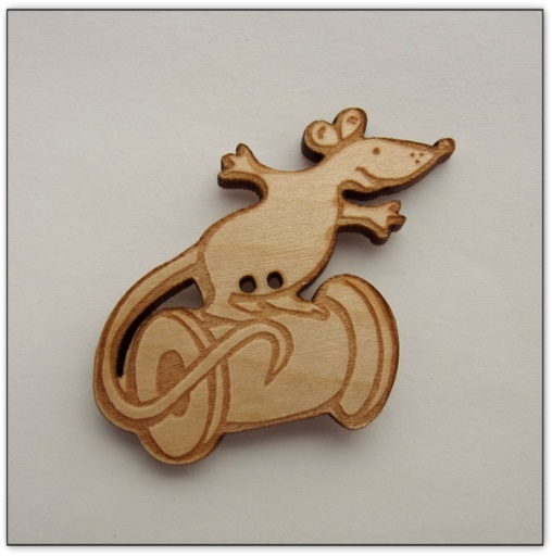 Bouton bois Au p'tit Bonheur souris bobine Cathy Kilian
