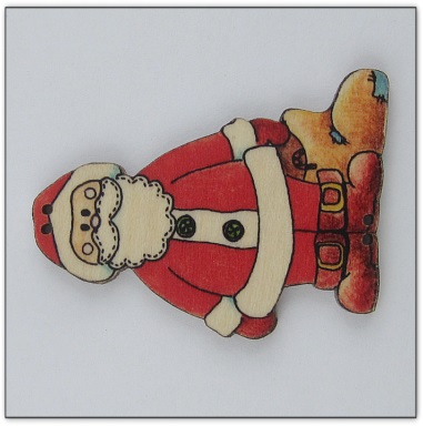Bouton père Noël bois broderie Au p'tit Bonheur