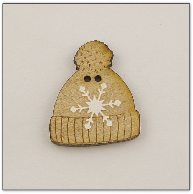 Bouton bonnet bois broderie Au p'tit Bonheur