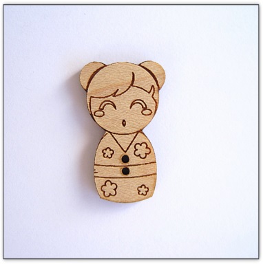 bouton bois Au p'tit Bonheur broderie patchwork  Lhulys
