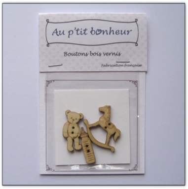 bouton bois Au p'tit Bonheur broderie patchwork