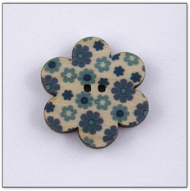 Bouton bois fleur liberty  fabrication artisanale française Au p'tit Bonheur broderie patchwork