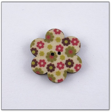 Bouton bois fleur liberty  fabrication artisanale française Au p'tit Bonheur broderie patchwork