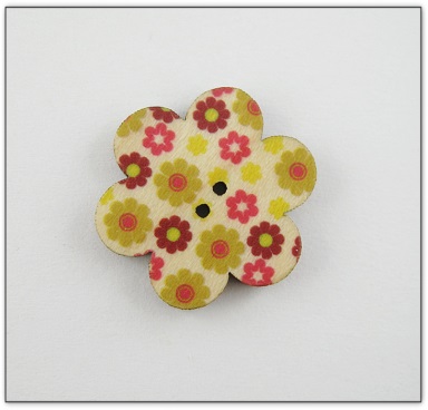 Bouton bois fleur liberty  fabrication artisanale française Au p'tit Bonheur broderie patchwork
