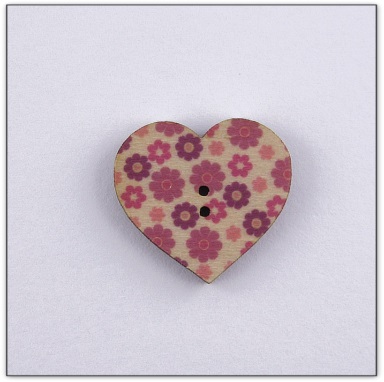 Bouton bois coeur liberty  fabrication artisanale française Au p'tit Bonheur broderie patchwork