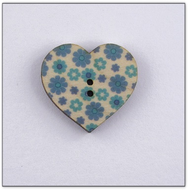 Bouton bois coeur liberty  fabrication artisanale française Au p'tit Bonheur broderie patchwork