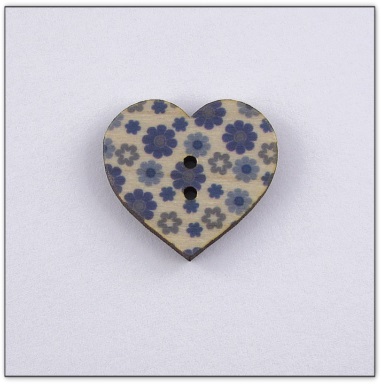 Bouton bois coeur liberty  fabrication artisanale française Au p'tit Bonheur broderie patchwork