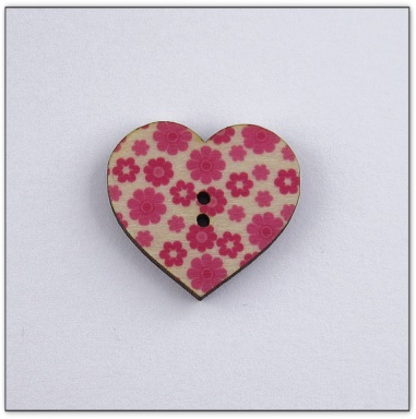 Bouton bois coeur liberty  fabrication artisanale française Au p'tit Bonheur broderie patchwork