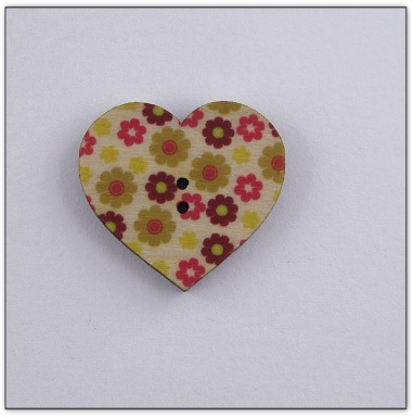 Bouton bois coeur liberty  fabrication artisanale française Au p'tit Bonheur broderie patchwork