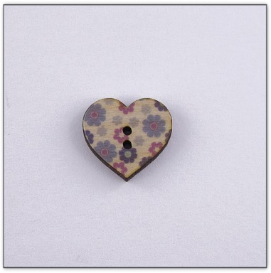 Bouton bois coeur liberty  fabrication artisanale française Au p'tit Bonheur broderie patchwork