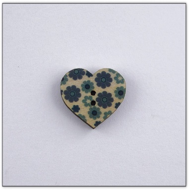 Bouton bois coeur liberty  fabrication artisanale française Au p'tit Bonheur broderie patchwork