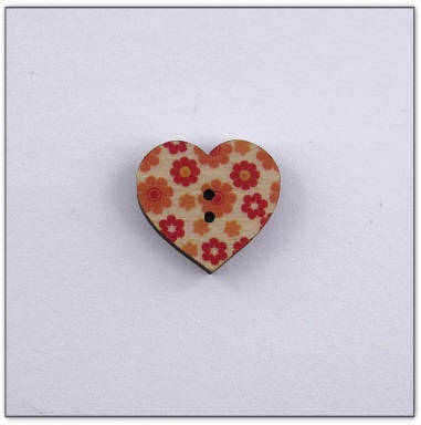 Bouton bois coeur liberty  fabrication artisanale française Au p'tit Bonheur broderie patchwork