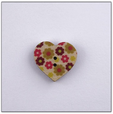 Bouton bois coeur liberty  fabrication artisanale française Au p'tit Bonheur broderie patchwork