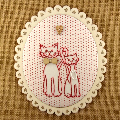 kit broderie point de tige chats  fabrication française Au p'tit Bonheur Muriel Schumacher Nothalten Alsace 